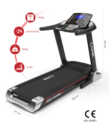 Tapis de course connecté - 22km/h - CARE - FAST RUNNER - KINOMAP