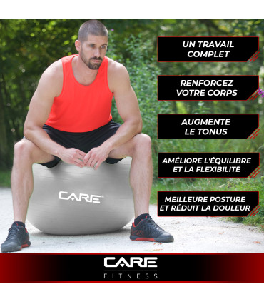 Gym Ball 55cm anti éclatement avec pompe - CARE