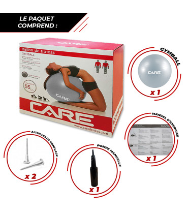 Gym Ball 55cm anti éclatement avec pompe - CARE