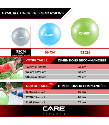 Gym Ball 55cm anti éclatement avec pompe - CARE