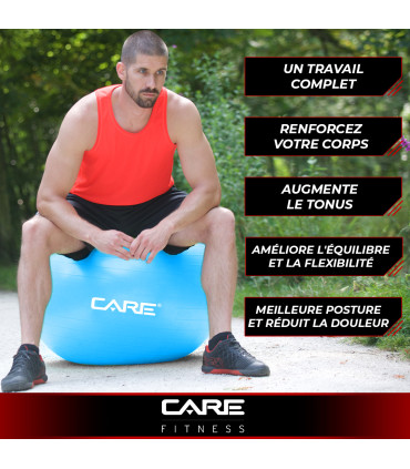 Gym Ball 65cm anti eclatement avec pompe - CARE