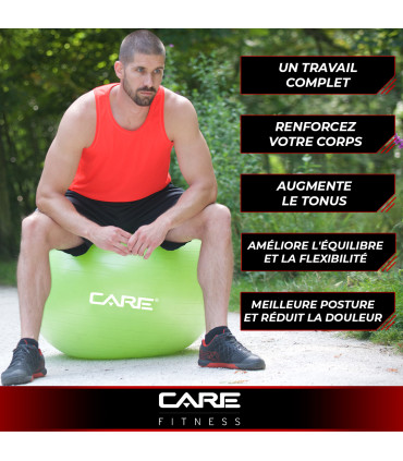 Gym Ball 75cm anti eclatement avec pompe - CARE