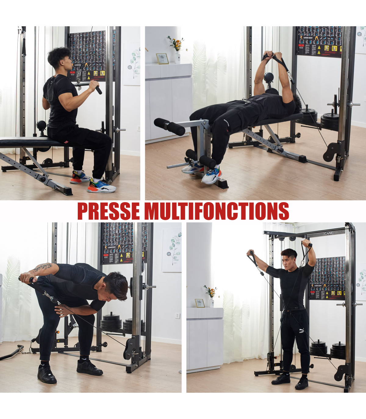 Smith machine de musculation avec kit d'accessoire de tirage pour Home Gym