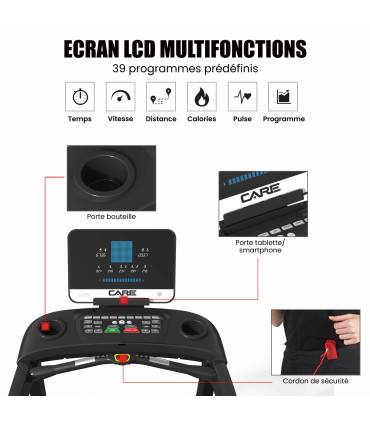 Tapis de course professionnel - 24km/h - CARE - ZEPHYR