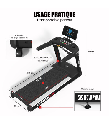 Tapis de course professionnel - 24km/h - CARE - ZEPHYR