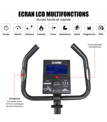 Vélo d'appartement - CARE - CV-385 - Ergomètre et connecté - FBA