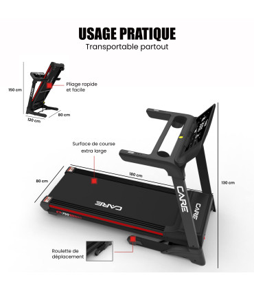 Tapis de course connecté - 20km/h - CARE -FBA-DE CT-750 - KINOMAP
