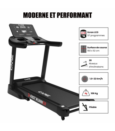 Tapis de course connecté 22 km/h -FBA-DE - CARE - Fast Runner SP